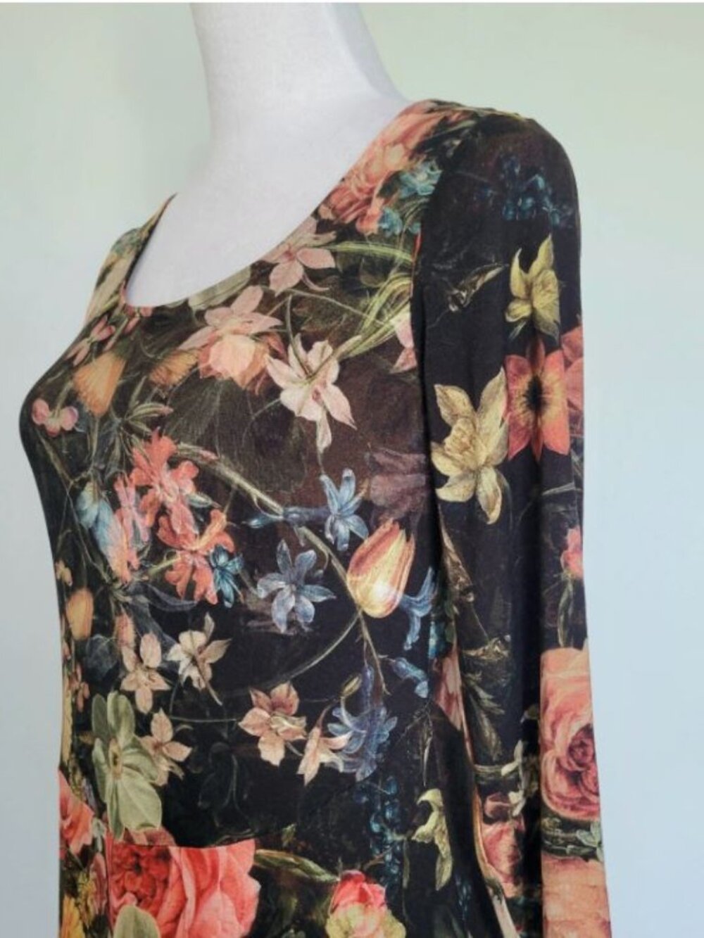 NWT PERUVIAN CONNECTION $389 Still Life Dress Scoop Neck 3/4 Sleeve Maxi Small - Picture 8 of 13